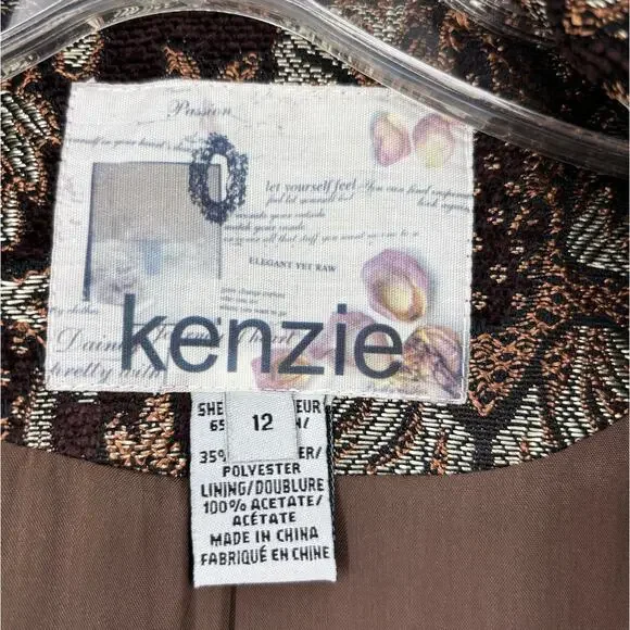 Kenzie Brocade Tapestry Coat Womens 12 Embroidered Elegant Woven Damask Boho
